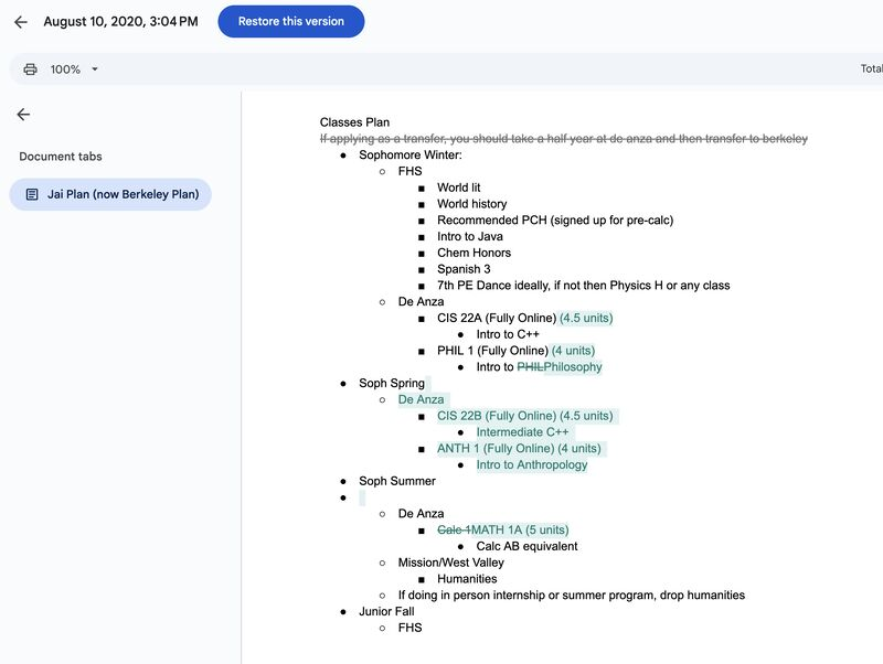 Luck is a skill.

In my second year of high school, I wrote a “how to graduate UC Berkeley CS early” plan before I had an acceptance letter.

I arrived at UC Berkeley with senior standing, which bought me time. I used it to work as a software engineer at 5 startups, hit