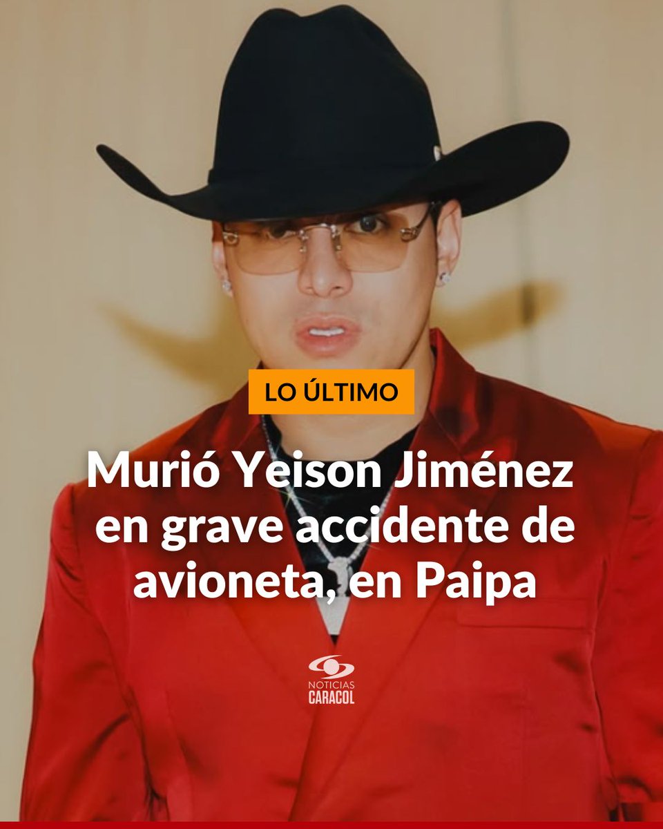 🚨 #ATENCIÓN | Autoridades confirman muerte de Yeison Jiménez, cantante de música popular, en grave accidente de avioneta entre Paipa y Duitama, en Boyacá 

Esto se sabe 👉🏻 tinyurl.com/2s3erbxw