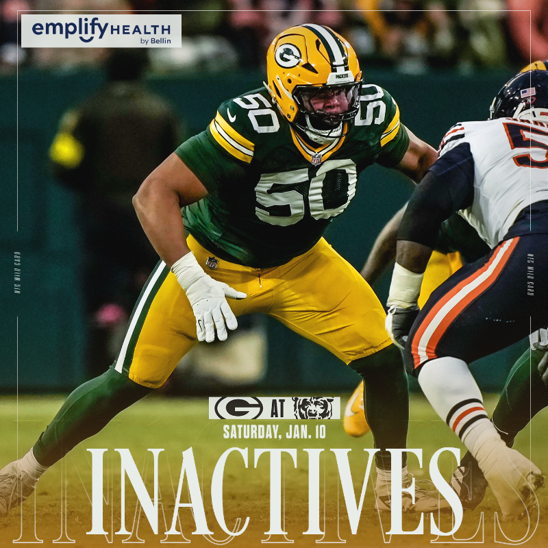 packers's tweet photo. Zach Tom is OUT for today's matchup in Chicago