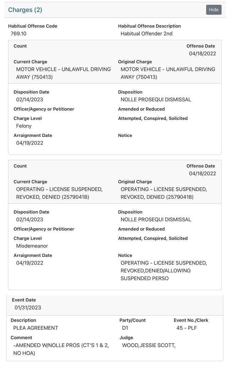 Janabw81's tweet image. Meet incel groyper dead-beat dad Jayden Scott.
Notice the first felony charge of “unlawfully driving away”.