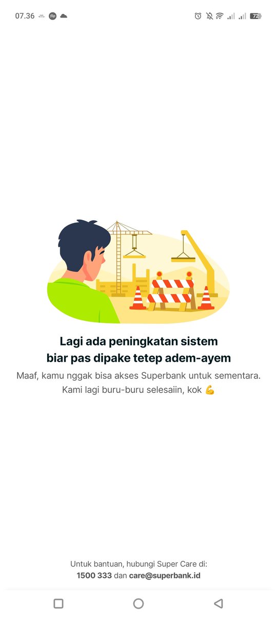 Hallo <a href="/superbankidn/">Superbank</a> ini sampai kapan ya? 
Barusan sudah ada notif masuk pas buka apk masih begini . Pencairan Grab lewat ini soalnya  😞