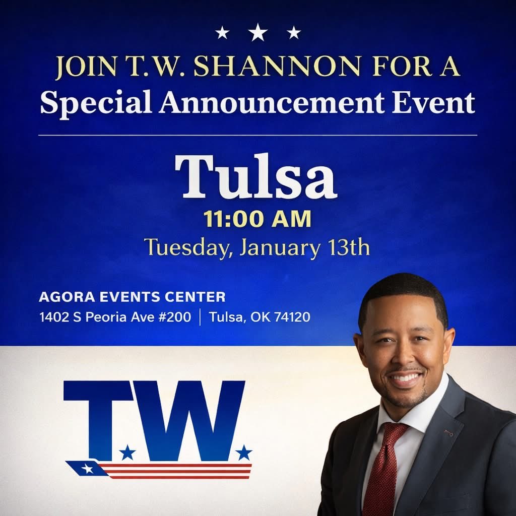 Tulsa! A message from TW Shannon. <a href="/TWShannon/">T.W. Shannon</a> 

Hey T-Town Please Share!
“For everything there is a season,
and a time for every purpose under heaven.”
— Ecclesiastes 3:1

Looking forward to being with you.