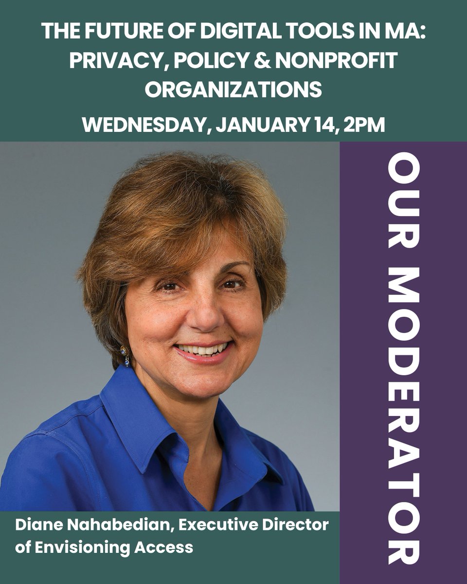 Digital tools enable MA nonprofits to reach their communities &amp; accomplish their missions more efficiently/affordably. Policymakers are considering proposals affecting future use. Join Exec. Dir. Diane Nahabedian on 1/14/26 at 2 PM to learn more. bit.ly/4jyi01H