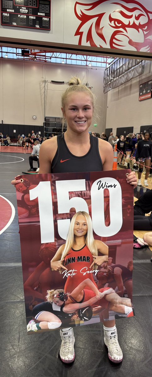 LM_W_Wrestling's tweet image. Congratulations to Kate Seery on being the first Linn-Mar Girls Wrestler to reach 150 wins!