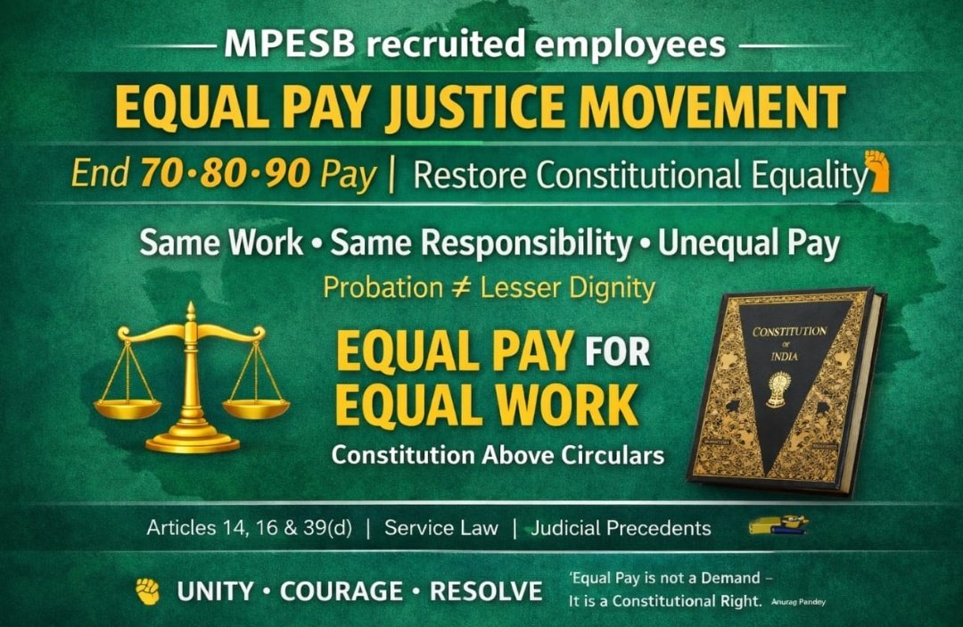 #मध्यप्रदेश_सौ_फीसदी_वेतन_दो
#obeymphighcourt100percentsalaryorder
#equalpayforequalwork #equalpayprotest_day_16 #EqualPay 
<a href="/CMMadhyaPradesh/">Chief Minister, MP</a> <a href="/aajtak/">AajTak</a> <a href="/ABPNews/">ABP News</a> <a href="/BBCHindi/">BBC News Hindi</a> <a href="/healthminmp/">Public Health & Medical Education Department, MP</a> <a href="/JansamparkMP/">Jansampark MP</a> <a href="/mpfinancedep/">Finance Department, MP</a> <a href="/sanjaygupta1304/">SanjayGupta_Journalist</a> <a href="/JansamparkMP/">Jansampark MP</a>