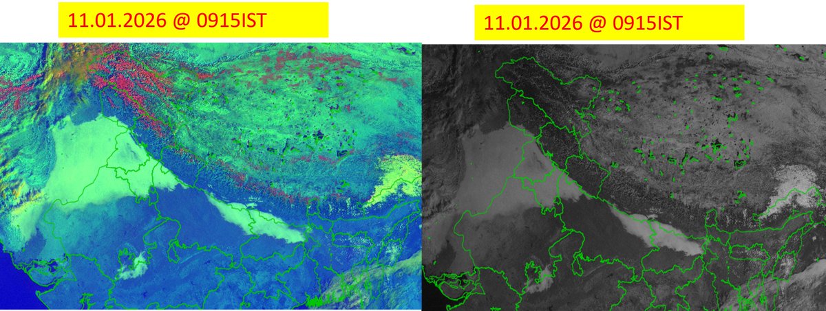 Indiametdept's tweet photo. Fog / low clouds at 0915 hrs IST of 11-01-2026  

#Densefog #Fog #foggy #lowvisibility #FoggyWeather #LowClouds

@moesgoi @airnewsalerts @DDNational @ndmaindia @ICRER_MHA