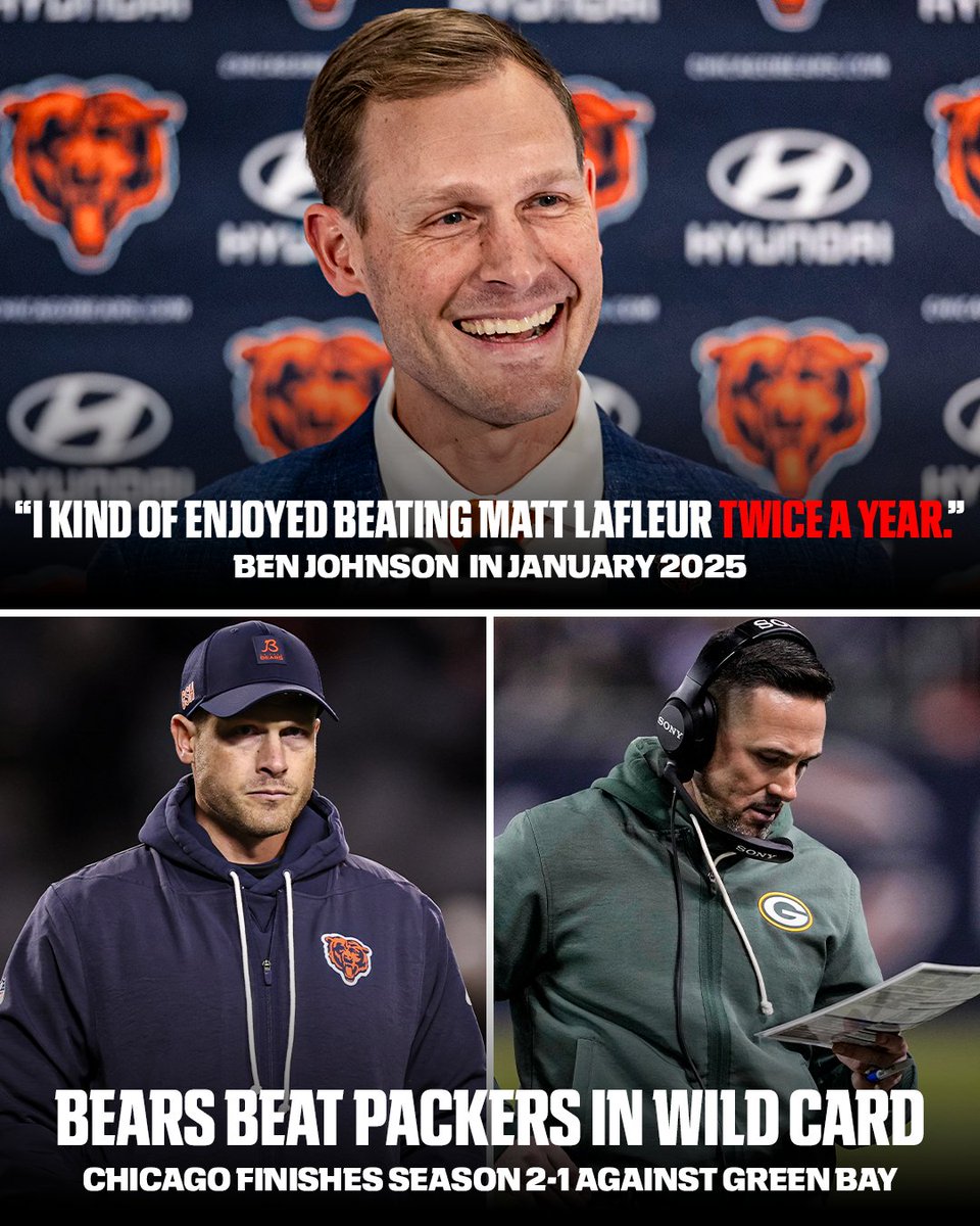 Ben Johnson called out Matt LaFleur on the day he was introduced as Chicago's head coach 👀 

Now, the Bears have advanced to the Divisional round after beating the Packers 🔥