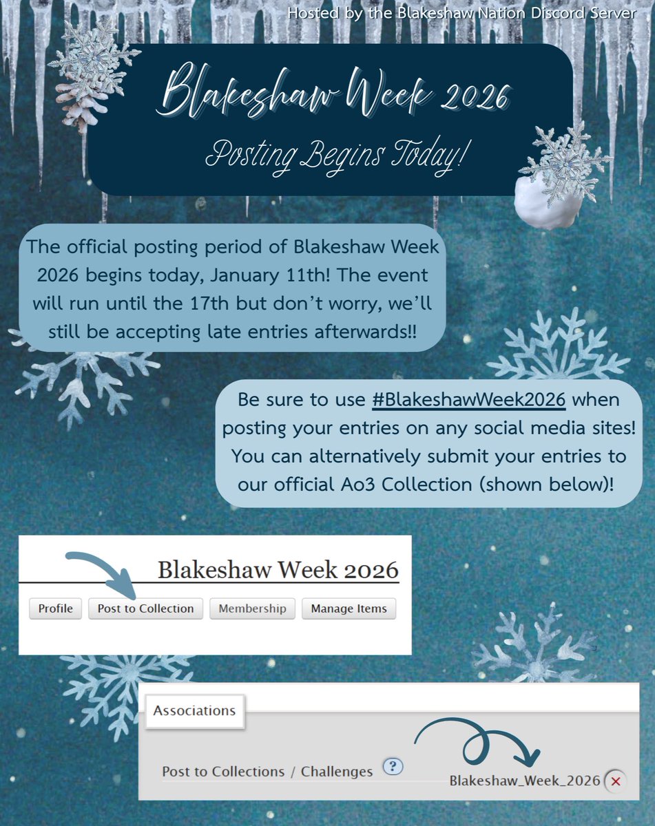 BlakeshawOracle's tweet photo. Blakeshaw Week 2026 Posting Begins TODAY!! ❄️🪓
🔞Patricipants must be 18+🔞
(More details & Ao3 Collection in the thread ⬇️)
#BlakeshawWeek2026 #Blakeshaw #Alfinn #Magicspace #TheBlackPhone #TheBlackPhone2 https://t.co/xBDQIaBQ0G