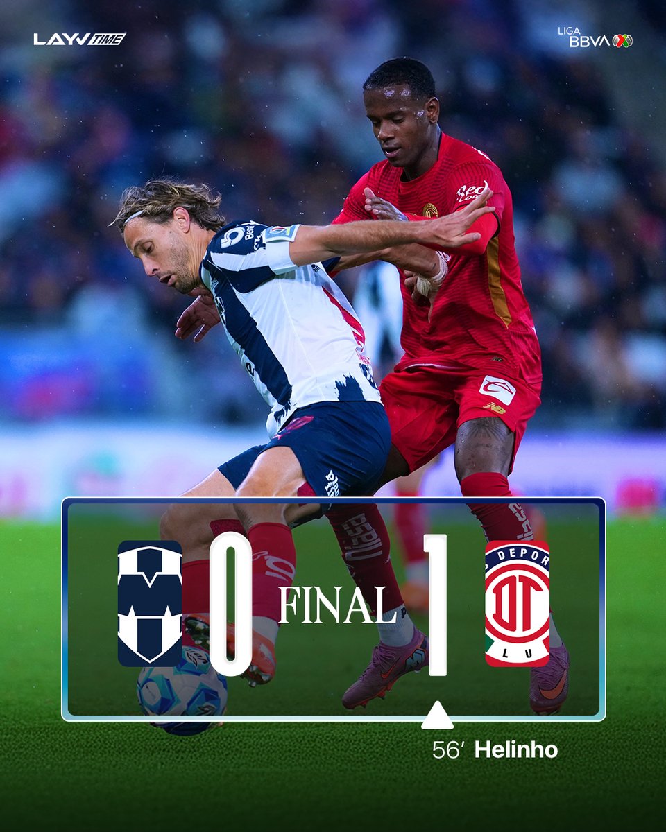 layvtime's tweet image. 🏁 SE CIERRA EL PARTIDO EN EL BBVA

Victoria de Toluca por 1-0 ante Monterrey en un duelo muy cerrado.
Rayados lo buscó hasta el final, pero el gol no llegó. ⚽💙
Gracias por acompañarnos y vivirlo juntos.