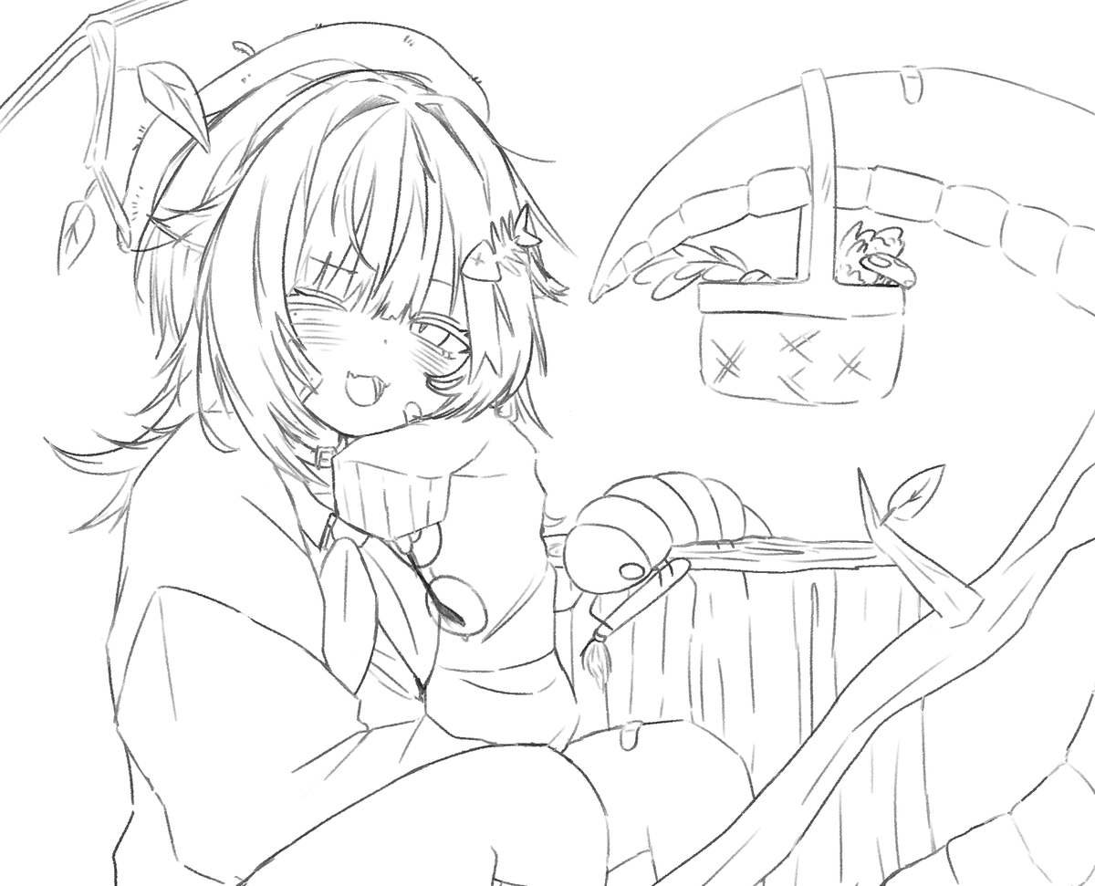 noireVT's tweet image. sketch for my next art stream 🫡🌱