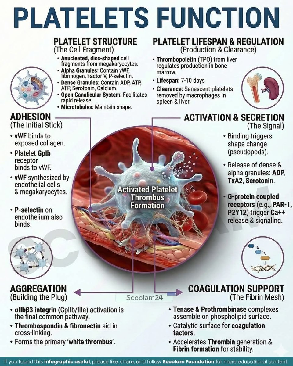 BORN4WIN's tweet photo. Platelets Function https://t.co/FPzO9oPRQy