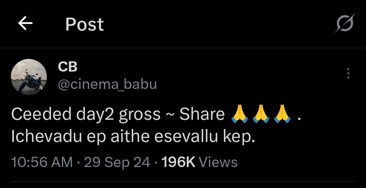 Tony_Fan06's tweet image. Ceeded day2 gross ~ share 🙏🙏🙏
Ichevadu ep aithe esevallu kep.
