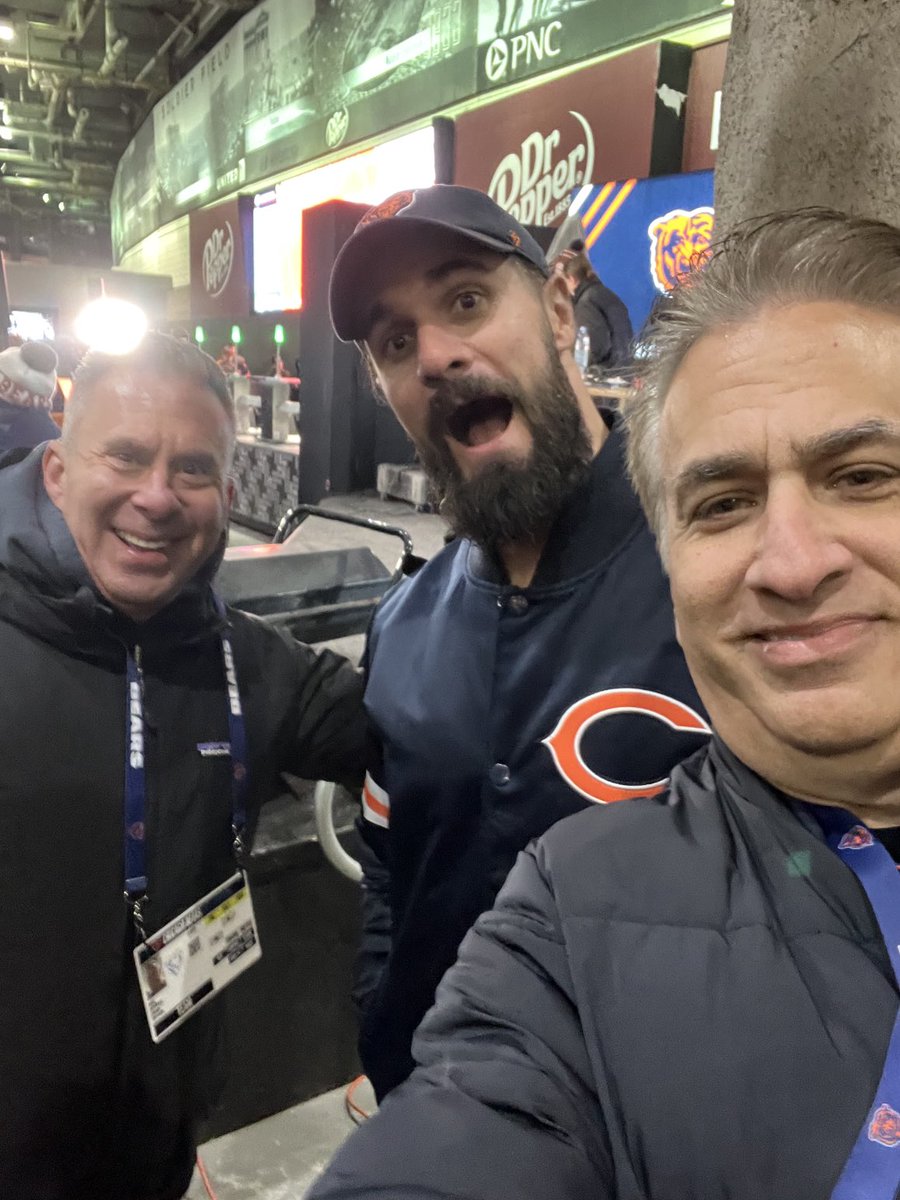 LarryMayer's tweet image. Pregame with ⁦@WaddleandSilvy⁩ and ⁦@WWERollins⁩!