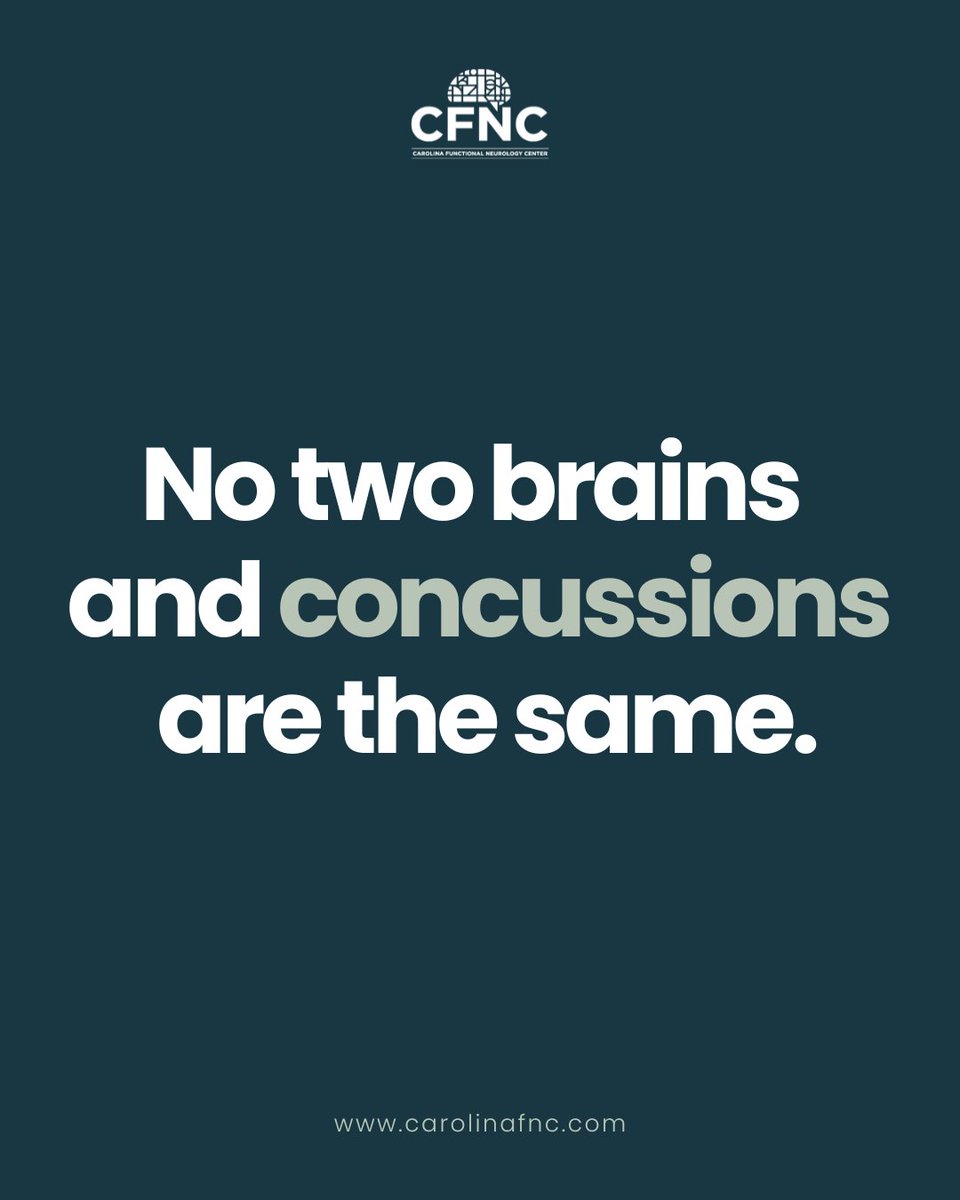 CarolinaFNC's tweet photo. Treatment for concussions is designed on an individualized basis. 

No two brains and concussions are the same, therefore no two treatment plans are the same. Our doctors work one-on-one with each patient to provide thorough treatment and continual monitoring of symptoms from visit to visit. 

Common treatment modalities include neuromodulation, eye movement therapy, vestibular rehabilitation, near infrared light, neurosensory and motor integration tools, cognitive therapies, interactive metronome therapy, and more. 

Visit our website to learn more about CFNC's unique approach to concussion treatment - https://t.co/0GdBVRu8pD