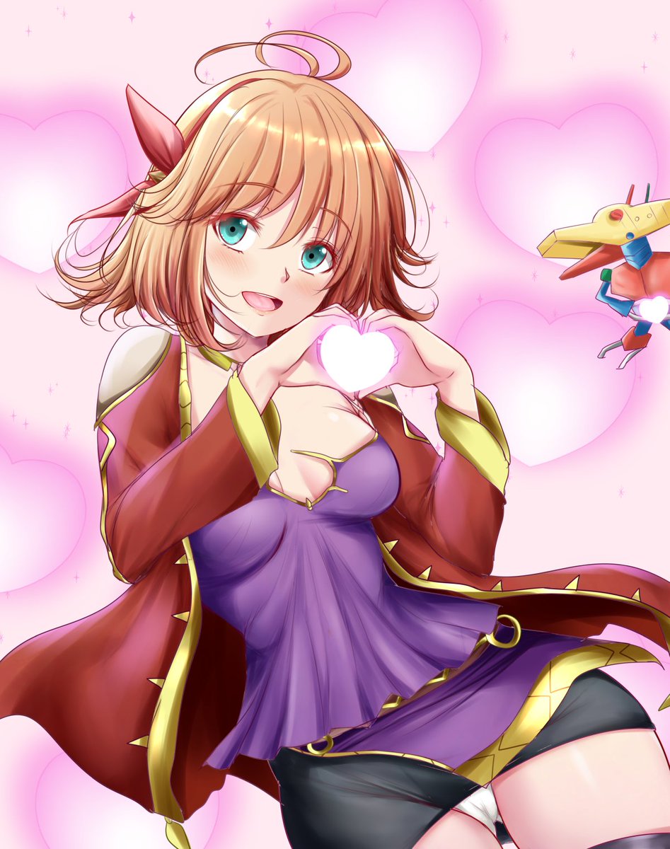 急に岩石族が描きたくなったので
探索者ちゃん（アダマシアリサーチャー）とブロックドラゴン。
指ハート❤️