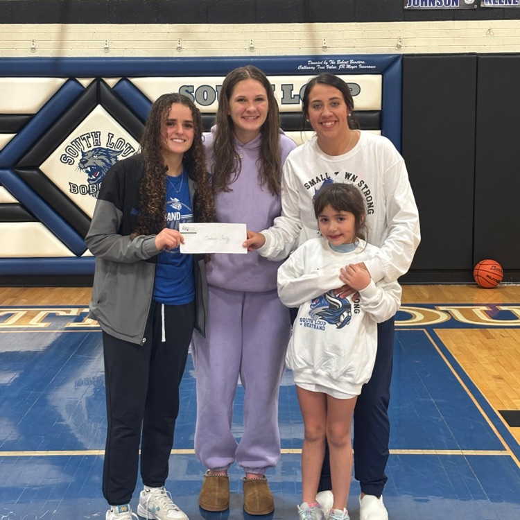 BertrandVikings's tweet photo. Senior Basketball players, Addison Andersen &amp; Ashlynn Edgren, present the fundraising proceeds to Coach Ali Goodenow. #SmallTownStrong #GoVikings https://t.co/vIsFt4gFUZ