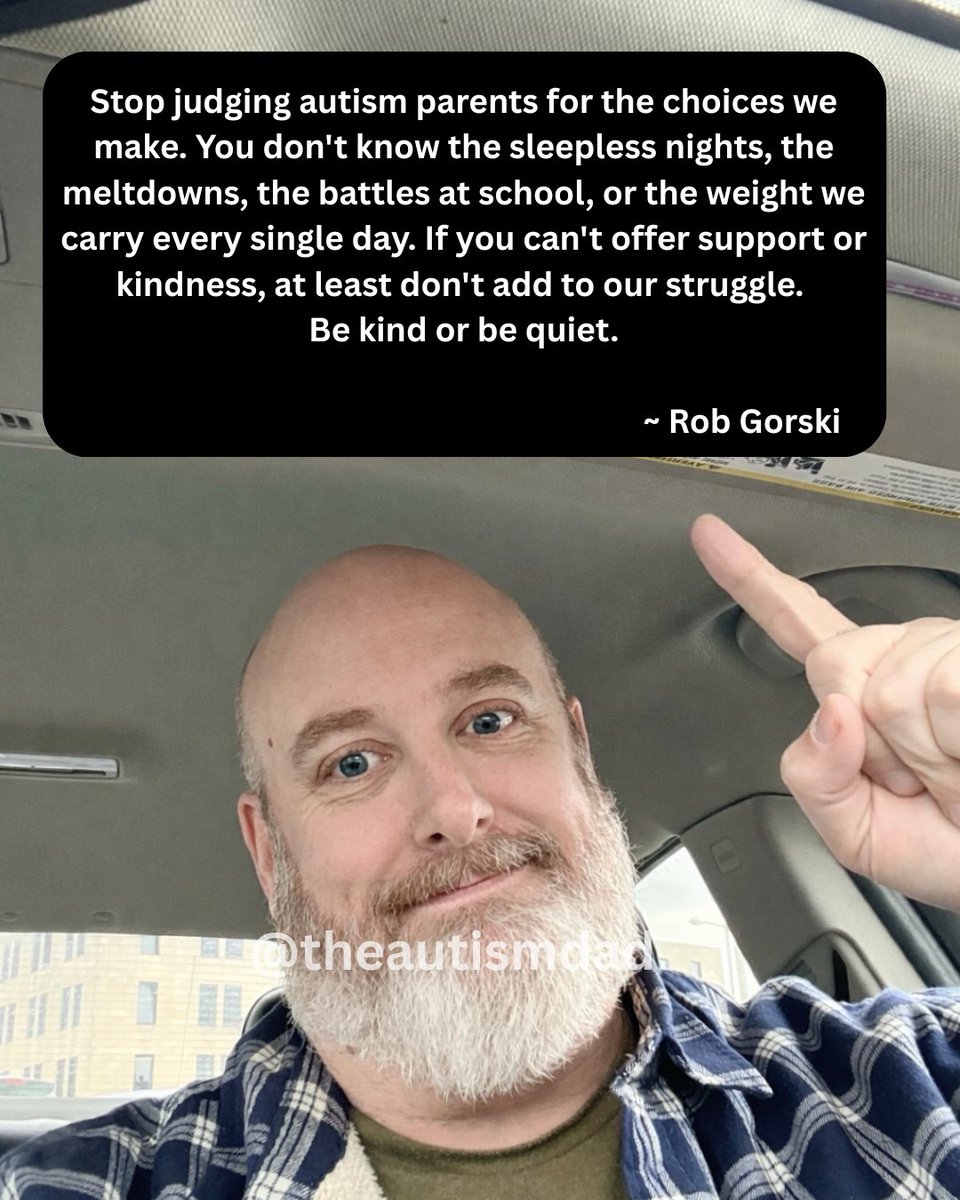 theautismdad's tweet photo. People see a moment.
They think they understand the whole story.

They don’t see the sleepless nights.
The meltdowns.
The school battles.
The constant stress and fear.

Autism parenting is heavy.
Every single day.

If you can’t be supportive, kind, or helpful,
please don’t add to the load.

Be kind.
Or be quiet.

#autism #parenting #theautismdad