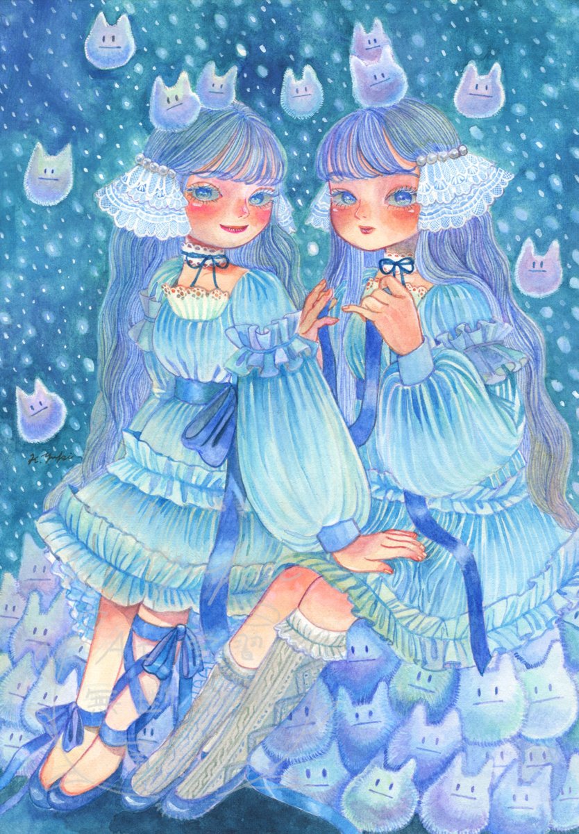 水彩アート「初雪」1点物、手描き、真筆 水彩アート「初雪」1点物、手描き、真筆