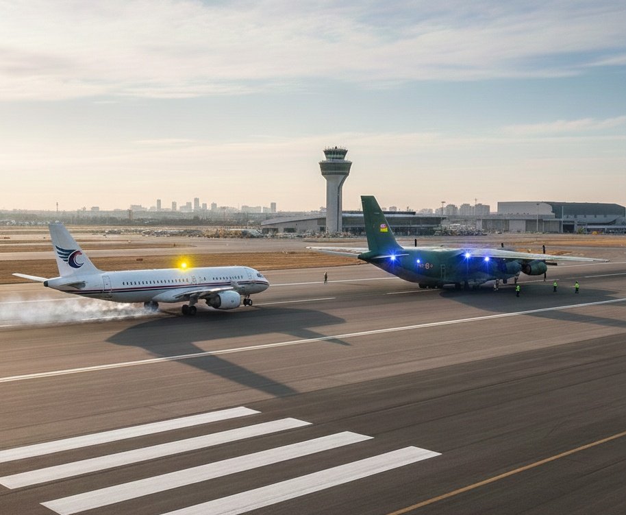 INEGI_chemtrail's tweet image. Uno de nuestros a iones se ha averiado (ha roto una rueda). El piloto ha puesto la baliza v16 y en seguida ha venido un avión de la guardia civil a socorrerlo.