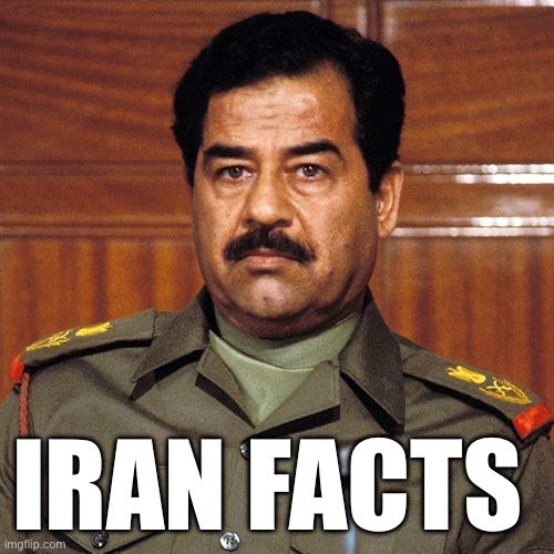 It appears that the people of Iran 🇮🇶 are about to revolt and turn themselves into a democracy again. So let me give you some FACTS about this country

1. America beat their ass twice in two wars, once in 1991 and again in 2003

2. We captured their President, who was responsible