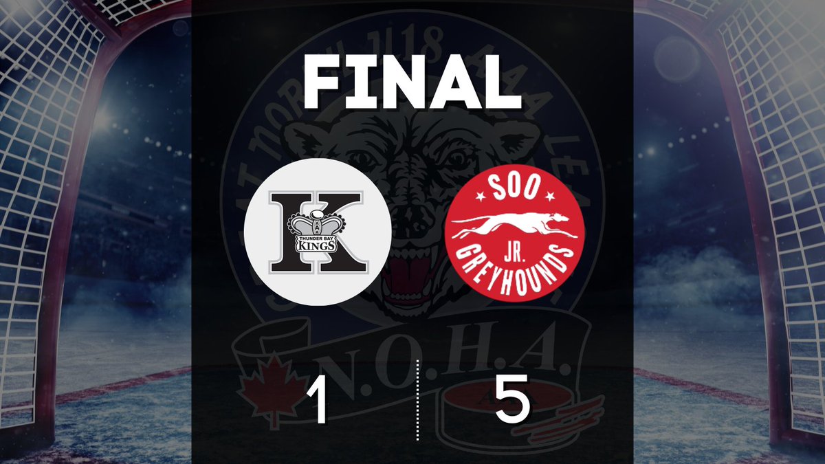 gnu18l's tweet image. Results from Sault Ste. Marie.

Soo U18 AAA Jr. Greyhounds DEF @ThunderBayKings. Final score: 5-1.

Full stats: gnu18l.org/stats/daily-sc…

#gnu18l #aaahockey #hockey #soo #greyhounds #thunderbay #kings