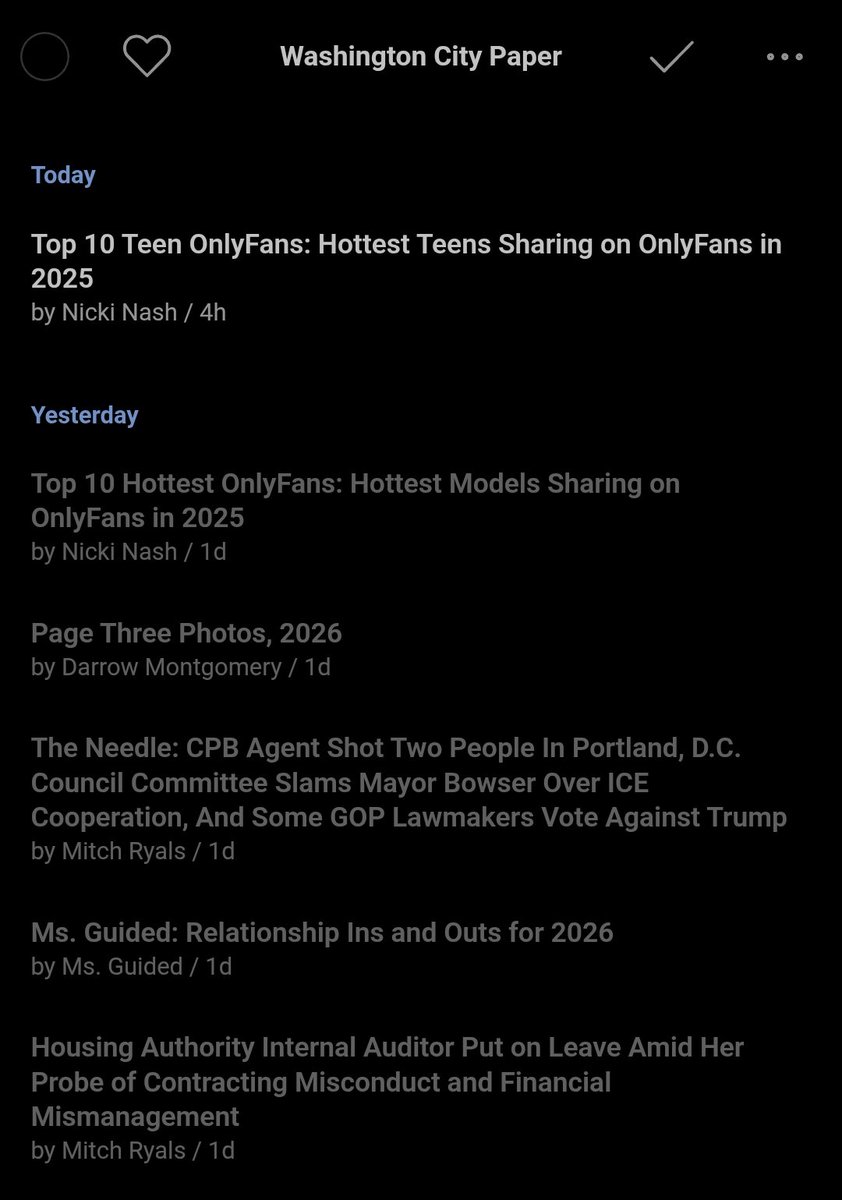 I get that <a href="/wcp/">Washington City Paper</a> is doing whatever they can to generate revenue including RSS feed injections, but they really need to check in with their provider on how appropriate the content is.