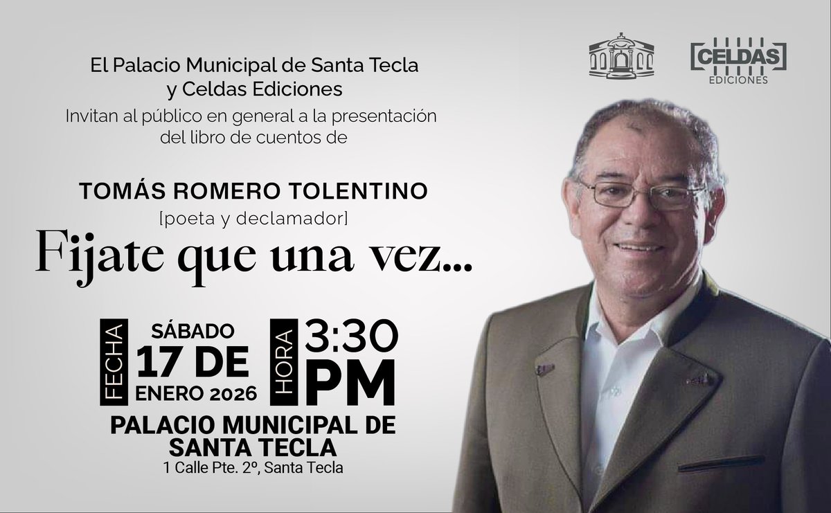 celdas_e's tweet photo. Cordialmente invitados a la presentación del libro de cuentos de Tomás Romero Tolentino “Fijate que una vez” de Celdas ediciones, 2026. https://t.co/KZvYwp4x7G