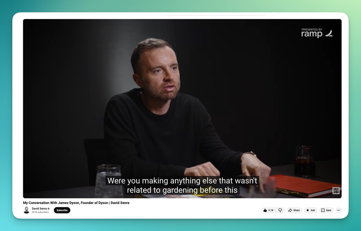 oianas_'s tweet image. contoh nyata orang yang having fun walau penuh obstacle dan tetap persistent adalah James Dyson.

kalau weekend ini lo punya 90 menit nganggur, just watch this podcast. banyak insight soal taste, stubbornness, dan long-term thinking. 

Thank me later.