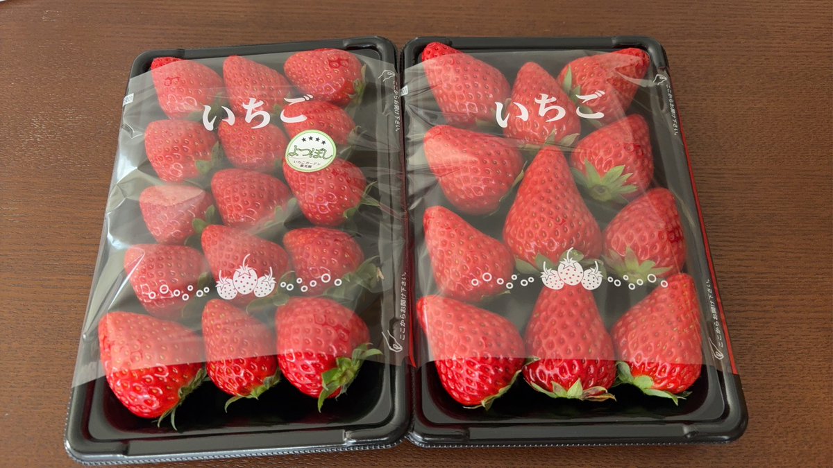 徒歩10分圏内にいちご農園が出来たと聞いて、早速行ってみた。よつぼしと紅ほっぺ。大きくて瑞々しくて甘くて美味しい🍓また行こ〜！