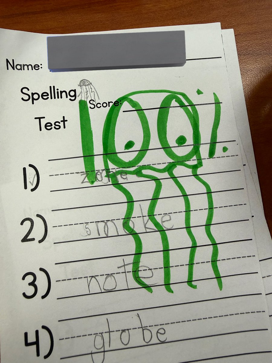 AlexisMcandrew's tweet image. Sometimes I like to get creative with my grading. Both #tinyhumans were elated by my 100 doodles. #teacherlife #firstgrade