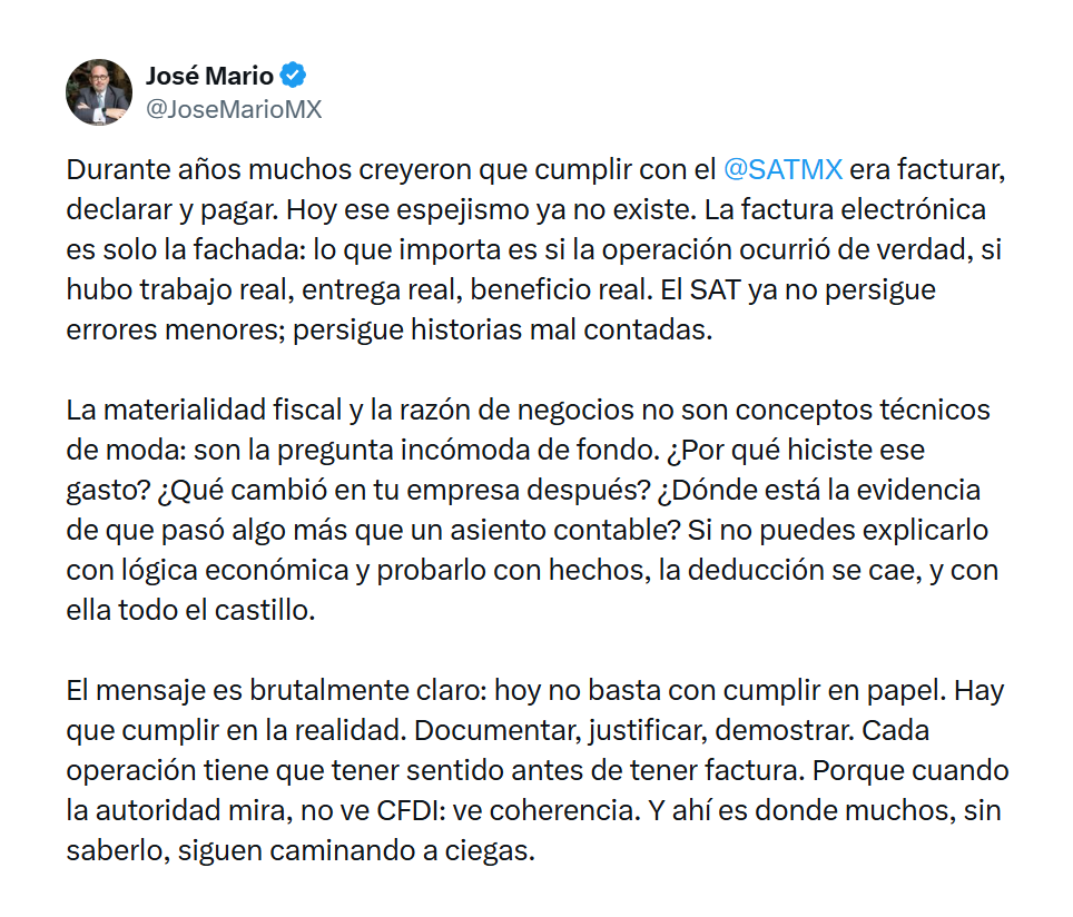 TaxpertsMx's tweet photo. Materialidad fiscal
.
#SAT #CFDI #MaterialidadFiscal #impuestos https://t.co/0dH6MHUUXW