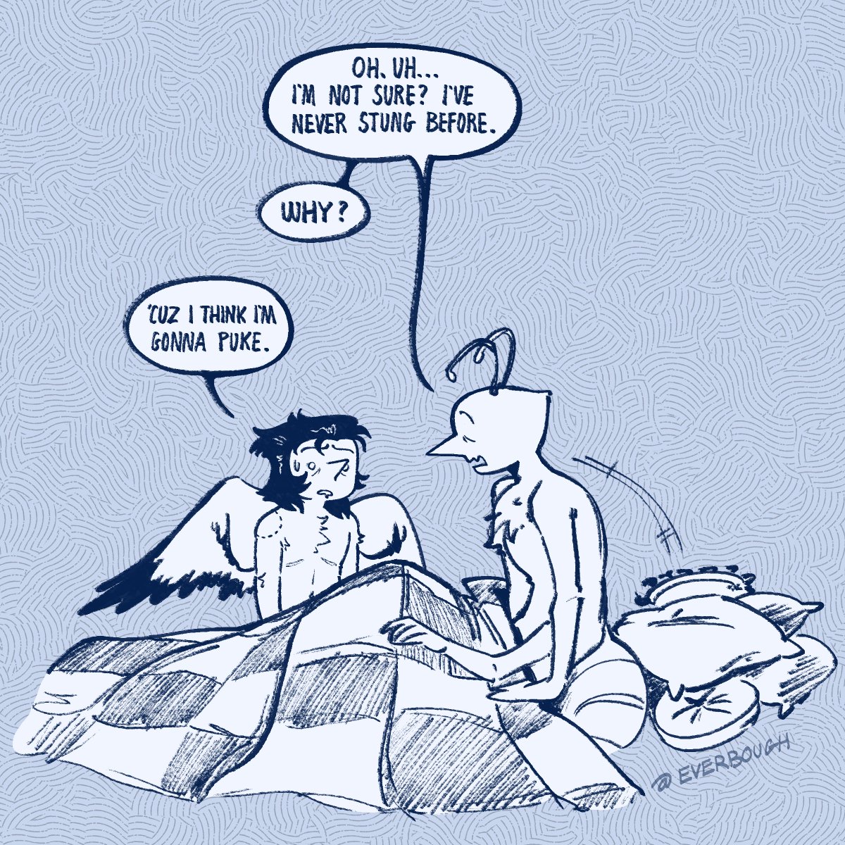 ever_afterdark's tweet image. Creeping out of the woods to post my slop. My bug Tenna is a venomous ant, and the way he found out was...eventful.

[#Deltaruined]