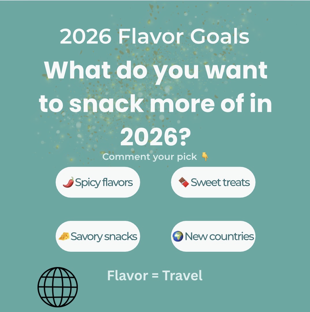 Trytheworld's tweet image. New year, new flavors 🌍

Tell us what you want to snack more of in 2026—and let your tastebuds travel ✨

#TryTheWorld #FlavorGoals #SnackYourWayAroundTheWorld #GlobalSnacks #FoodFromAroundTheWorld #SnackTime #FoodiePoll #TasteTheWorld #2026Goals #FlavorIsTravel