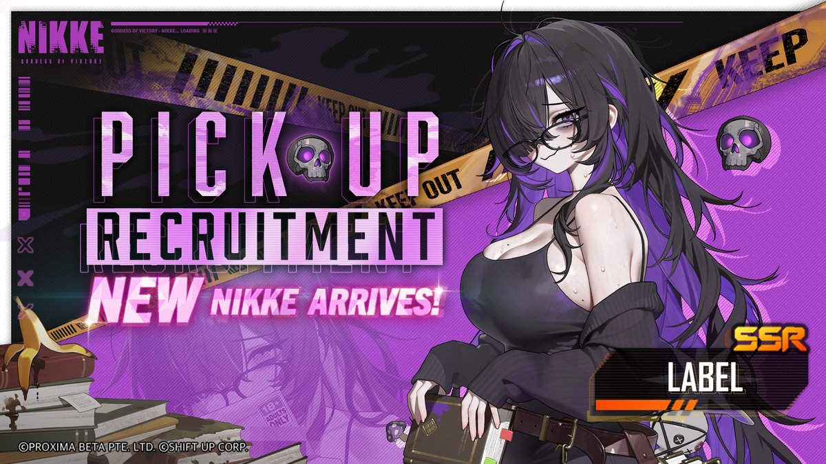 NIKKE_en's tweet image. 【Pick Up Recruitment Notice】

A gloomy librarian who guards the Ark's secret -「Label」is coming soon~

「Label」Pick Up recruitment begins simultaneously!

Stay tuned!

#NIKKE
#Label