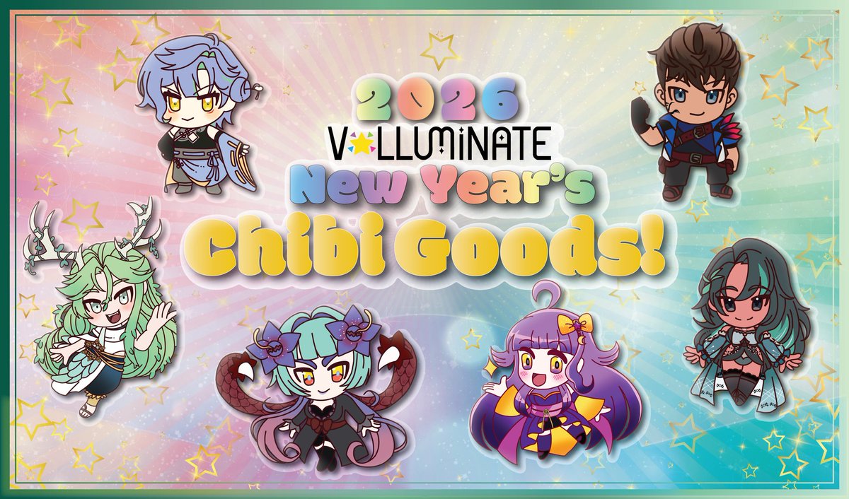 V_lluminate's tweet image. 🎆Happy New Year! We are ready for a year of adventures! 🎉🎇

What better way then to take a little Oshi with you into the new year?

📣 Available now for Pre-Order! The Gangs all here in Chibi form as a sticker &amp;amp; keychain set!
🩸✨️💎🌲🧹🧪

ko-fi.com/s/d27793094e