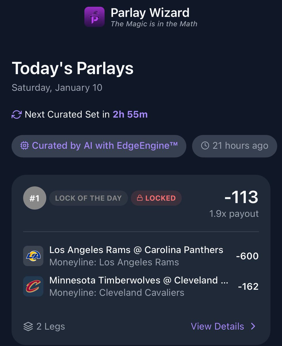 ParlayWizardEV's tweet image. BINGO ✅

Lock of the day on PW hits yet again🔥

Stop messing around and start winning bets

parlaywizard.app
