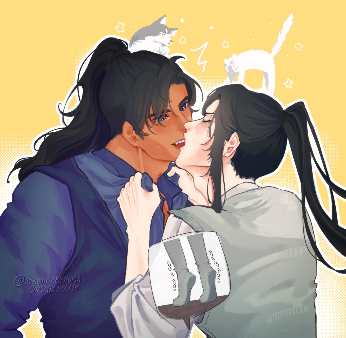 strawbrrykuma's tweet image. Commission i did for oomf a while ago they look so cute 🥹 ranwan… we love ranwan… #2ha #二哈和他的白猫师尊