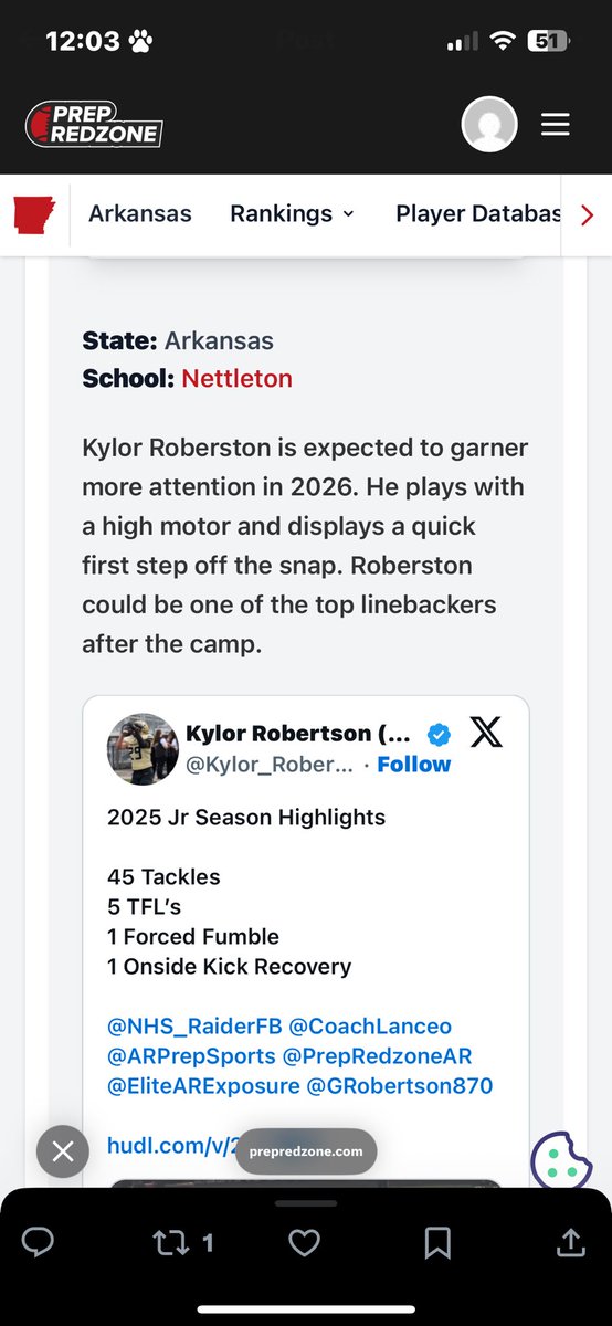 I appreciate the articles written on me from <a href="/PrepRedzoneAR/">Prep Redzone Arkansas</a> <a href="/PrepRedzone/">Prep Redzone 🏈</a> and <a href="/sixstarfootball/">Six Star Football | PLUS+</a> can’t wait to show what I can do the 17th💯🙏🏻

<a href="/NHS_RaiderFB/">Nettleton Raiders Football</a> @GRobertson870