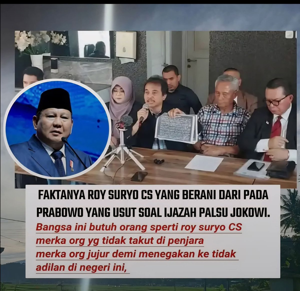 BANGSA INI BUTUH ORANG SEPERTI ROY SURYO CS, MEREKA TIDAK TAKUT DI PENJARA, MEREKA ORANG JUJUR DEMI MENEGAKKAN KEADILAN DAN KEBENARAN DI NEGERI INI....

BRAVO RRT....‼️

#JokowiPengkhianatRI
#JokowiPengkhianatRI
🆘🆗