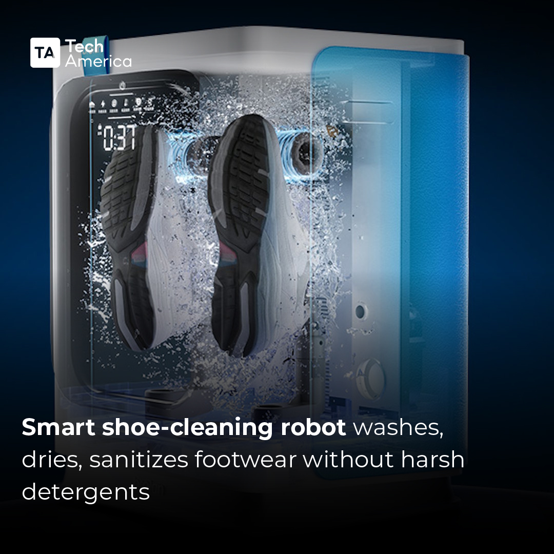 techamericaofcl's tweet image. This bright shoe-cleaning robot washes, dries, and sanitises footwear — all without harsh detergents 
Drop your shoes in, press a button, and walk away clean.
#TechInnovation #SmartGadgets #FutureTech #ShoeCare #CleanTech #LifeHacks #GadgetLovers #DidYouKnow #Viral