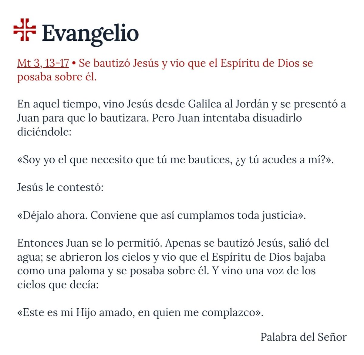 #EVANGELIODELDÍA 📖 |

💦 ¡Feliz día del Bautismo del Señor, hermanos!

   Con esta solemnidad hermanos, concluye el tiempo litúrgico de Navidad.
   
#EstrelladelaMañana⭐