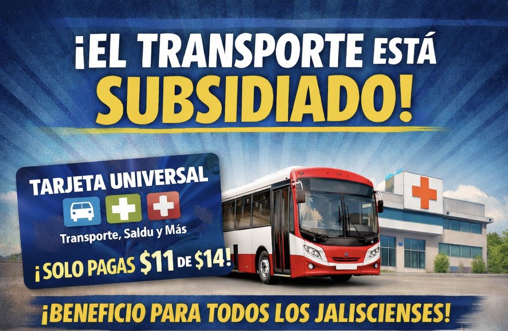 Manifiesto mi repudio absoluto a quienes se han manifestado contra el ajuste a la tarifa del transporte público en Jalisco, bajo argumentos falsos y conductas reprobables.

El Gobernador Pablo Lemus ha sido claro: el aumento está subsidiado y, a diferencia de lo que ocurría