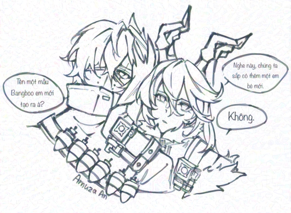 Thao_an_33's tweet image. #JoyBringer #Joyous #Sunbringer #ZZZ 
Sun: Listen, we will have another baby.
Joy: Is that your new Bangboo’s name?
Sun: No