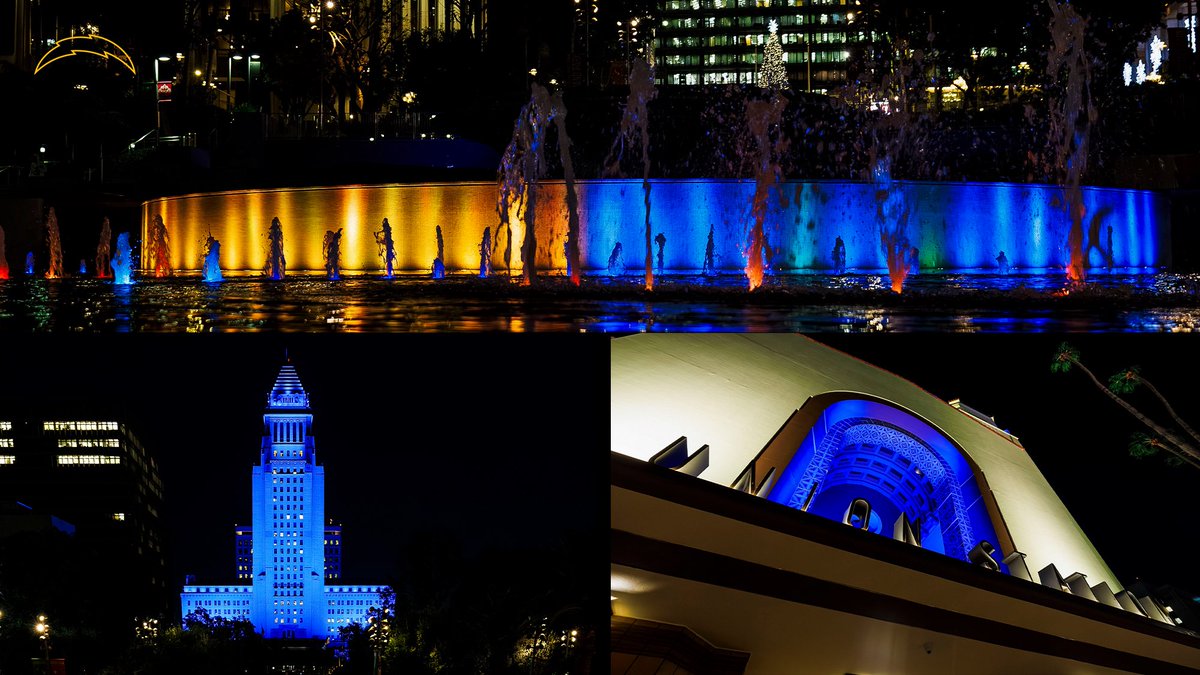 chargers's tweet image. city lit up for the bolts