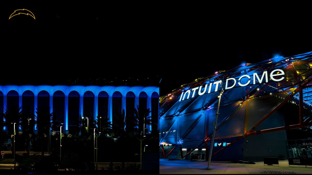 chargers's tweet image. city lit up for the bolts