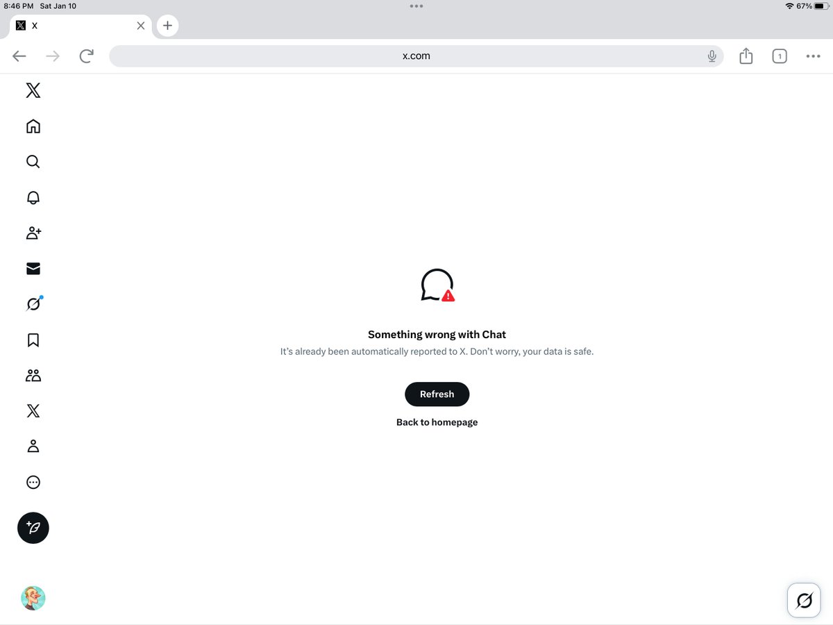 Twitter’s new chat is garbage.  It locked me out on Safari, and now it locked me out on Chrome.  But don’t worry, my data is safe (if only I could access it 🙃)