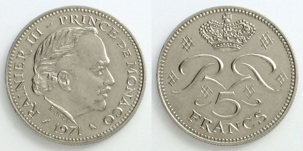 モナコ プリンス・レーニエ3世 記念硬貨 モナコ プリンス・レーニエ3世 記念硬貨 モナコ 10フラン グレース