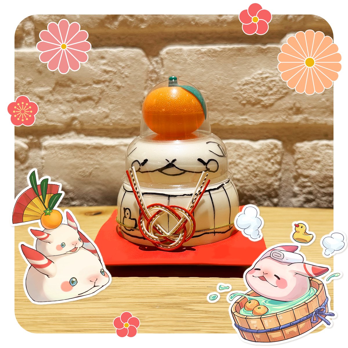 かがみもちに、イラストレーターさんが描いてくれました！🫶🎨✨️

可愛すぎて、鏡開きできない…🫣

#メルスト