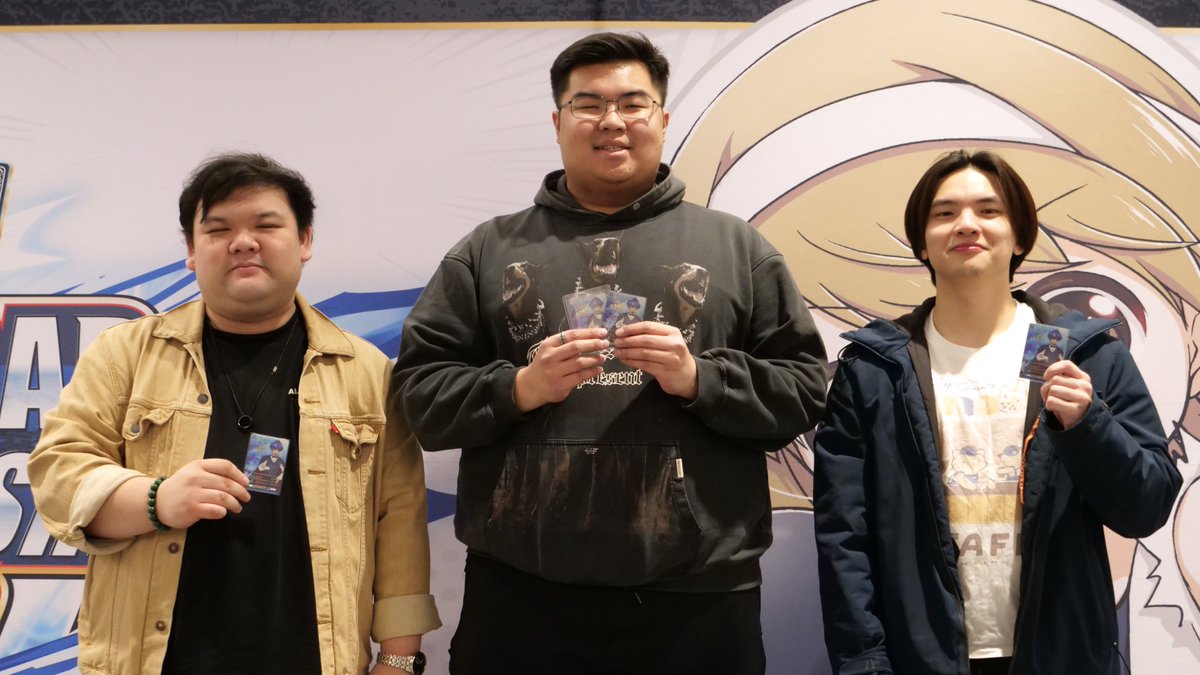 👑 𝗕𝗖𝗦 𝟮𝟱/𝟮𝟲 👑

Congratulations to the top 3 players of Cardfight!! Vanguard (Standard) at Vancouver, BC (CAN)! 🎉

🏅 Reynaldo Ryan Halim
🥈 Steven Le
🥉 Run Fa Li

#Bushiroad #BCS2526